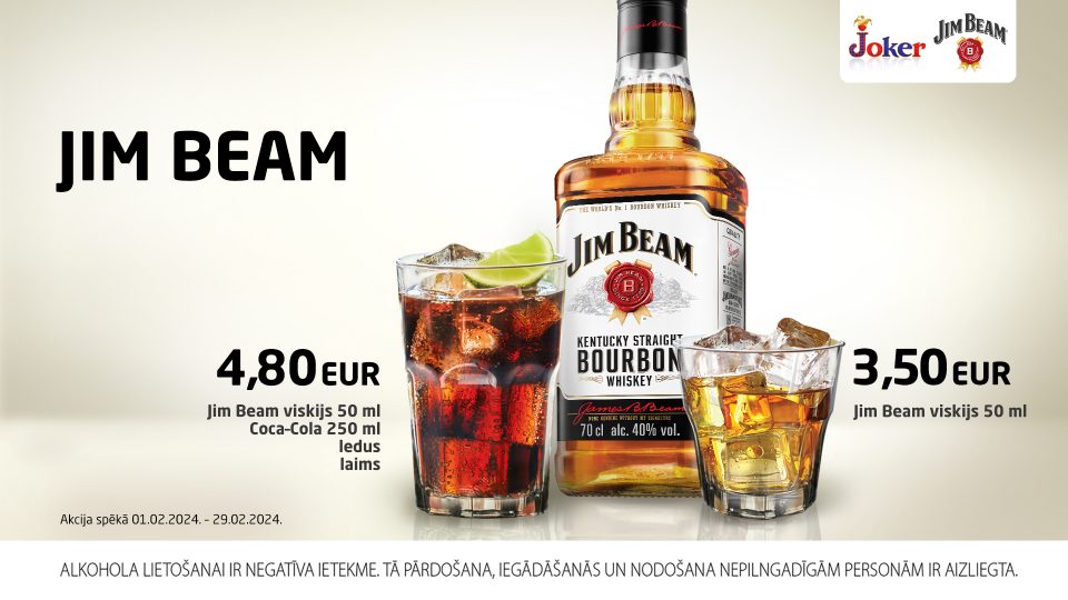 Akcija: Jim Beam viskijs – pārliecinoši spēcīgs, neaizmirstami izcils!