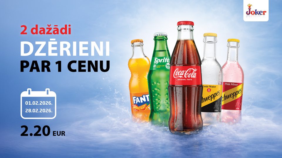2 dažādi dzērieni par 1 cenu