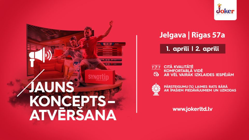 Šis nav aprīļa joks! Jau 1.aprīlī: Jauns speļu zāles-bāra koncepts Jelgavā, Rīgas ielā 57a.