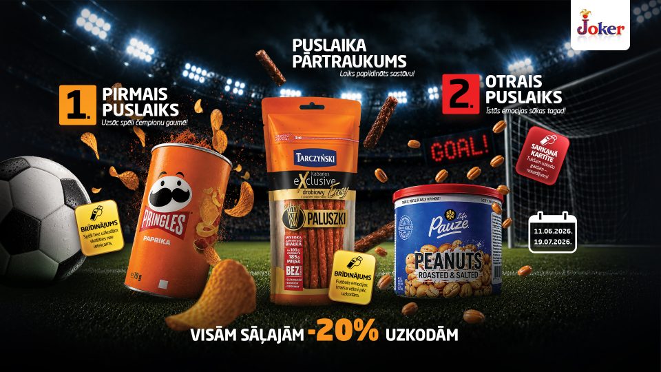 KURŠ SITĪS PIRMAIS? Turpinājumu skaties uz lielā ekrāna Joker sporta bāros.